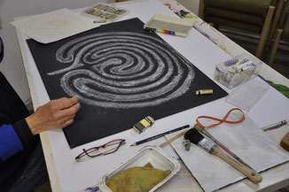 Labyrinth zeichnen mit Schultafelkreide