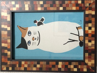 Lis 「猫と文鳥」¥4,000 140㎜×150㎜(110㎜×120㎜)