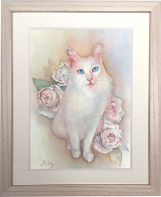 Billy「白い花・甘い夢」 ¥28,000 水彩、水彩紙 276㎜×225㎜(内寸140㎜×200㎜)