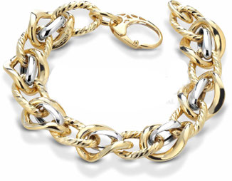 bracciali donna catena maglie grandi Oro Giallo e bianco 18kt Con maglie lucide e ritorte BR974BC