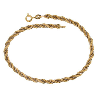 Bracciale donna in oro giallo e bianco 18 kt maglia a fune 