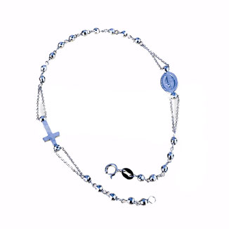 Bracciale Rosario in oro bianco con Madonna Miracolosa