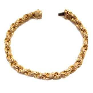 Bracciale maglia corda brillantato in oro giallo 18kt