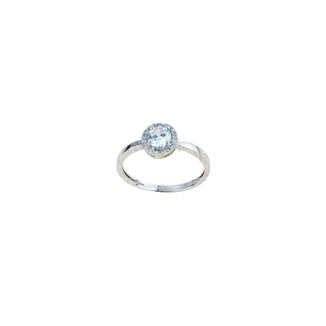 Anello Solitario da donna in oro bianco 18 kt con cornice di Zirconi - Prezzi Outlet Scontati