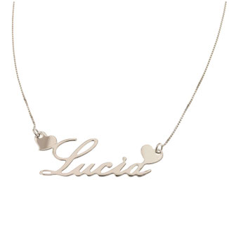 Collana con nome e cuori in oro bianco 18kt referenza: 803321734453
