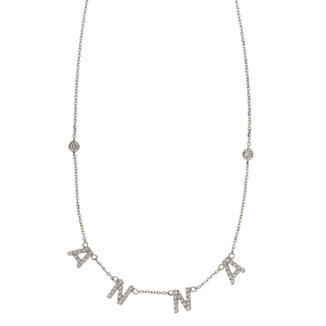 Collana con lettere pendenti e brillantini in oro bianco18kt