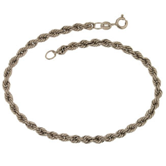 Bracciale donna in oro bianco classico 18 kt maglia a fune