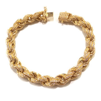 Bracciale maglia corda brillantato in oro giallo 18kt
