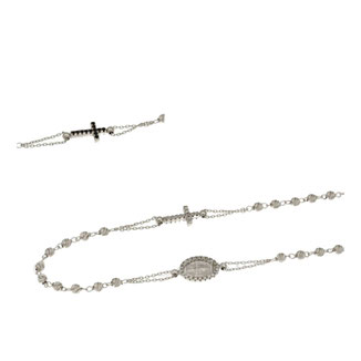 Girocollo Rosario in oro bianco 18kt con pietre 