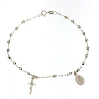  Bracciali Rosario in oro bianco con Madonna Miracolosa Pendente grammi 2,5 prezzi