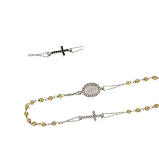 Girocollo Rosario in oro bicolore 18kt con pietre 