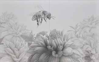 第71回一陽展　みつばちとダリア 南雪原