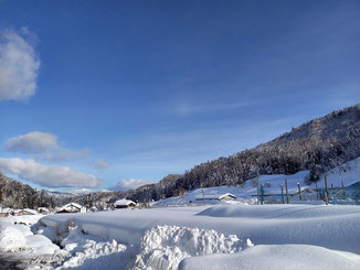 山中和紙の山中工房がある岐阜県飛騨市河合町の雪景色