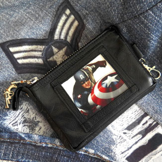 Portemonnaie aus Pferdeleder mit Vinylbild Captain America