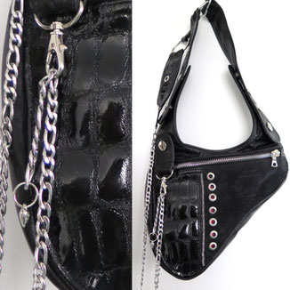 Revolverbag mit Lack und Leder