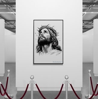 Poster für alle Gläubigen die Jesus Motive lieben. Christus mit Krone und Gewand. Ideal als Geschenkidee für Kreuz Jesus-Symbole-Bilder-Fans. Das Wandbild von unserem Erlöser, der Sohn Gottes.