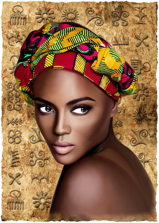 Ilustración, retrato, mujer, áfrica, étnico