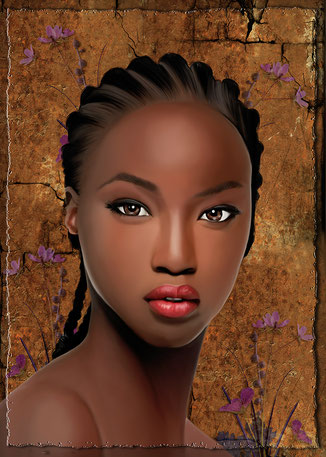 ilustración, digital, mujer, mujer africana, étnico