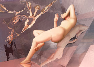 ilustración, clásico, mujer. desnudo, sci fi, surrealismo, sueño, 