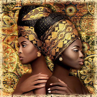 ilustración, étnico, retrato, original, africano, mujer