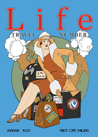 Ilustración Portada Revista Vintage LIFE "Life travel" DECAPÉ arte digital