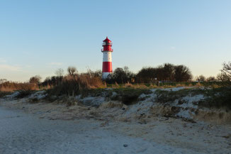 Der Leuchtturm vom Falshöfter Strand aus gesehen