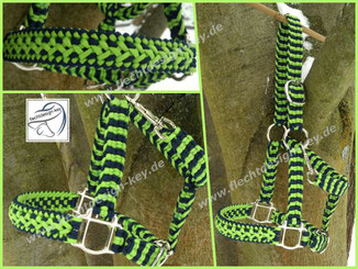 Halfter geflochten aus Paracord, Flechthalfter, Halfterringe, Paracordhalfter