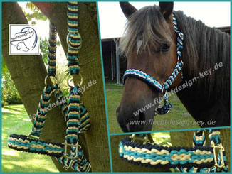 Pferdehalfter, Halfter aus Paracord geflochten, Flechthalfter, Halfterschnallen
