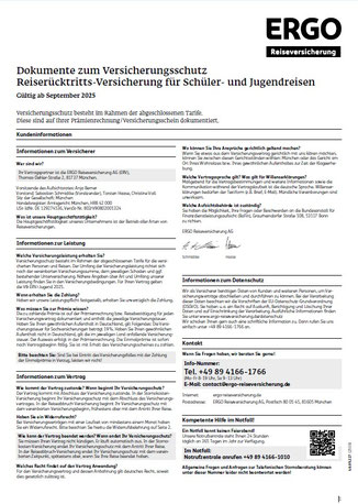 Produktinformationsblatt für die Deutschland-Reiserücktritts-Versicherung