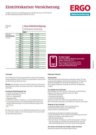 Produktinformationsblatt für die Deutschland-Reiserücktritts-Versicherung