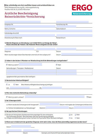 Arzt-Attest der ERGO Reiseversicherung