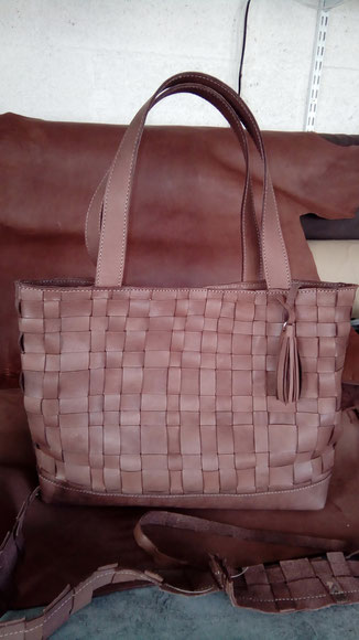 sac tressé, cuir, sac fabrication française, sac haut de gamme, made in france, sac fait main
