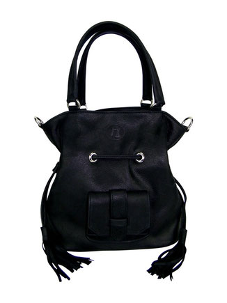 sac seau cuir noir, maroquinerie artisanale, made in france, sac bourse