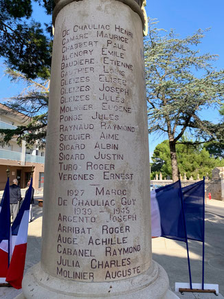 Monument aux morts de Sauvian liste des noms y figurant - photo Didier Bibard 2022 - memoiredesauvian.fr