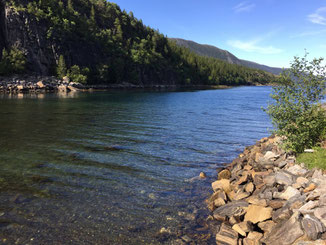 Lachs angeln Norwegen, in großen Flüssen, in Straumen in Meeresbuchten mit Fliege und Blinker, hier Meeresbucht mit Lachs