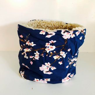 Snood femme beige fleurs de cerisier