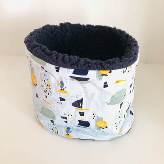 Snood bébé bleu marine baleines