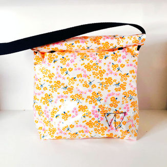 Lunch bag GM blanc fleuri orange