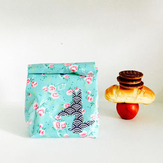 Lunch bag PM bleu fleuri