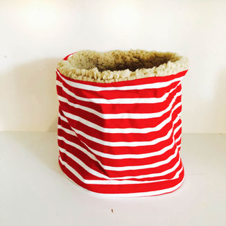 Snood femme beige rouge rayé