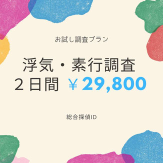 お試し調査プラン2日間 ¥29,800 はじめました！