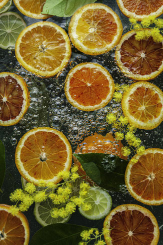 Tirage d’art de photographie culinaire représentant des agrumes