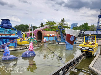 Übersicht der Spongebob Wasserbahn im Movie Park Germany.