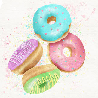 Zuckersüße Donuts mit bunter Glasur Konfetti für den perfekten Fastelovend