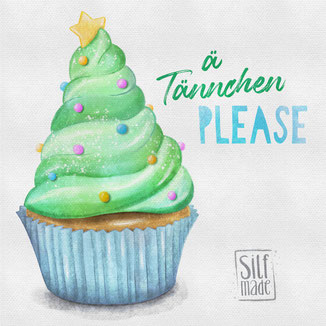 Illustration xmas cupcake watercolor