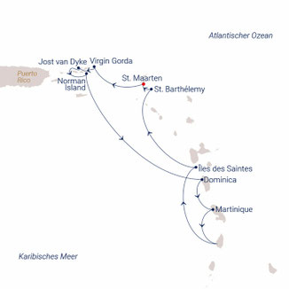 Reiseroute mit Sea Cloud Spirit von St Maarten nach St Maarten mit Sea Cloud Spirit