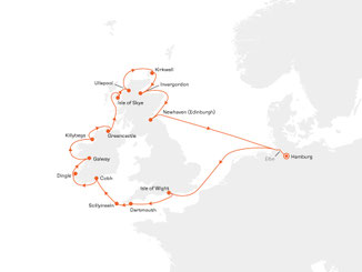 Reiseroute mit MS EUROPA von Hamburg nach Hamburg