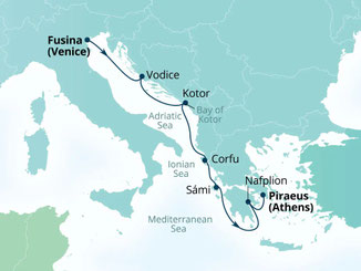 Reiseroute mit Seabourn Quest von Piräus nach Piräus