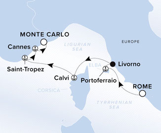 Routenkarte Nizza nach Nizza mit der Evrima