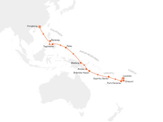 Reiseroute mit MS EUROPA 2 von Lautoka nach Hongkong